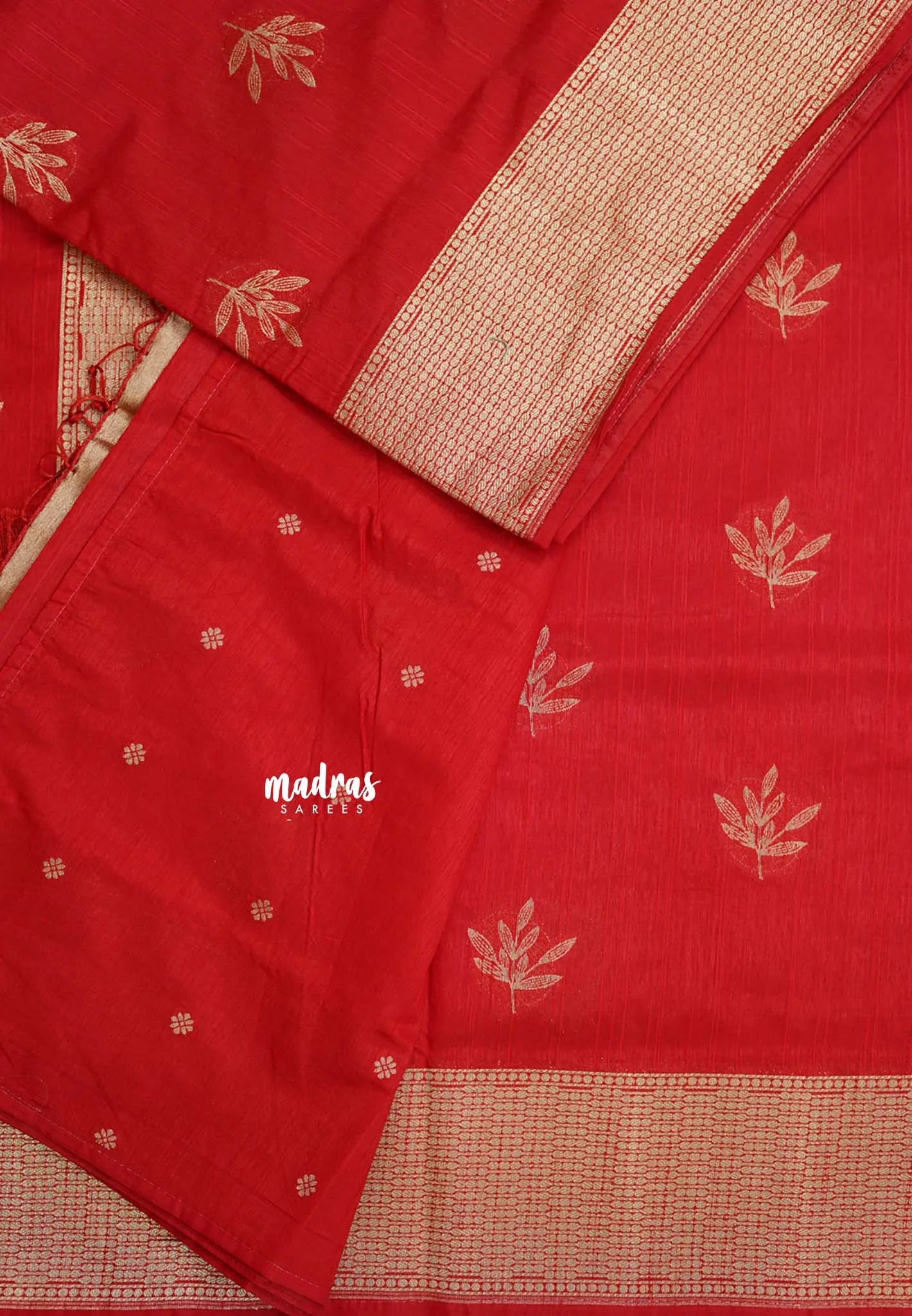 Classic Red - Raaga - Raw Mango Tussar Silk with Trendy buttas and Getti Border with piping