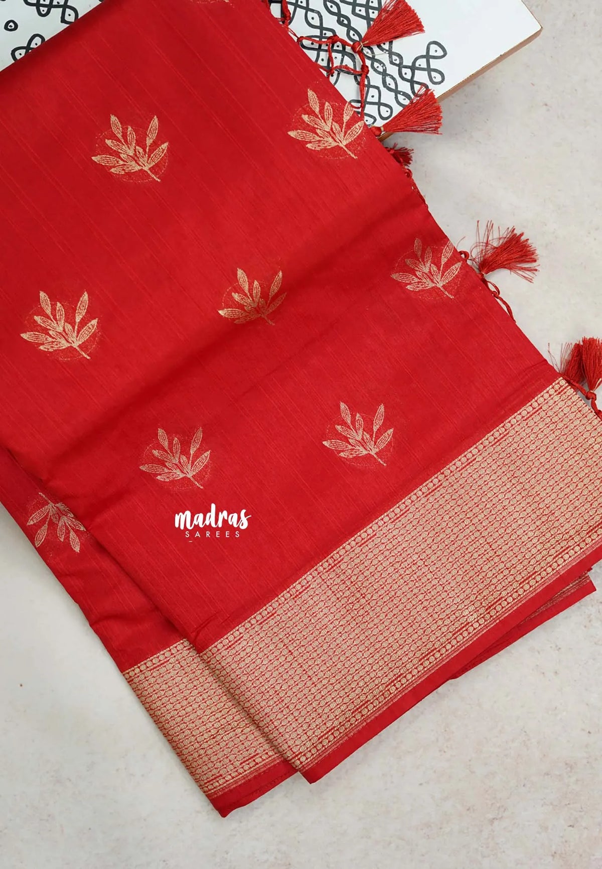 Classic Red - Raaga - Raw Mango Tussar Silk with Trendy buttas and Getti Border with piping
