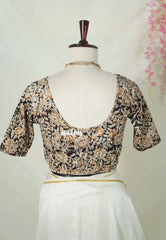 Dark Chocolate Brown(Nearest Black) - Stretchable Fabric = Stress-Free Fit ✨ Lycra Cotton Readymade Kalamkari printed Blouse – Perfect Fit Comfort