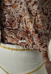 Brick Maroon (Flower) - Stretchable Fabric = Stress-Free Fit ✨ Lycra Cotton Readymade Kalamkari printed Blouse – Perfect Fit Comfort