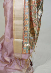 Soft Onion Pink - Roopa - Premium Chappa semi Tussar with Madhupani Prints -  Perfect for Small Functions