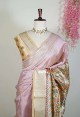 Soft Onion Pink - Roopa - Premium Chappa semi Tussar with Madhupani Prints -  Perfect for Small Functions