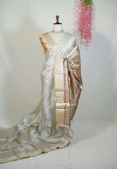 Soft Dove Grey - Roopa - Premium Chappa semi Tussar with Madhupani Prints -  Perfect for Small Functions