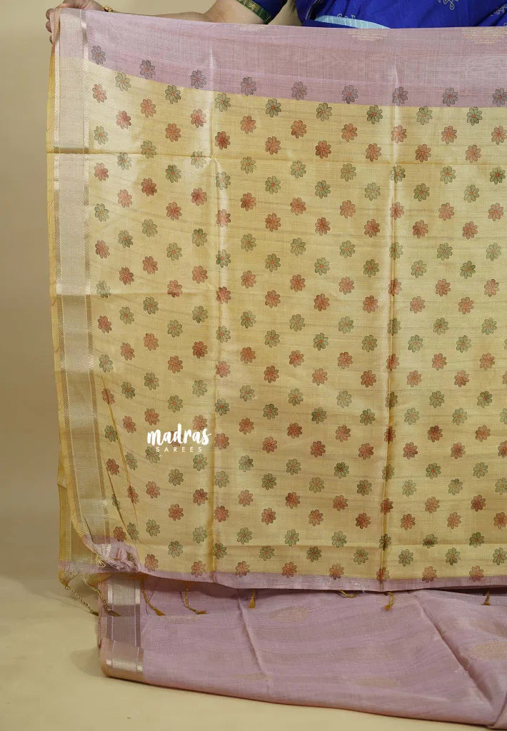 Muted Onion Pink - Roopa  - Semi tussar with kalamkari pallu
