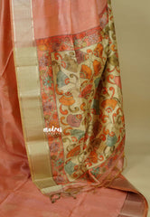 Peach - Roopa  - Semi tussar with kalamkari pallu