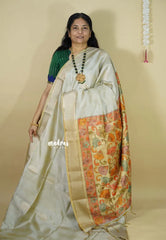 Pearl Mist - Roopa  - Semi tussar with kalamkari pallu