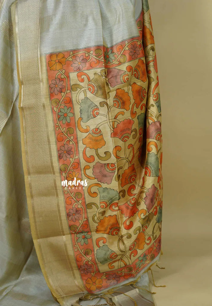 Pearl Mist - Roopa  - Semi tussar with kalamkari pallu