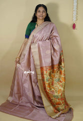 Muted Onion Pink - Roopa  - Semi tussar with kalamkari pallu