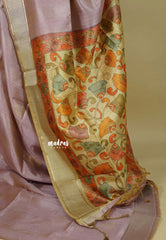 Muted Onion Pink - Roopa  - Semi tussar with kalamkari pallu