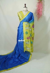 Roopa - Lightweight Semi Tussar with Cow Prints Pallu and Blouse - Best for Office Wear