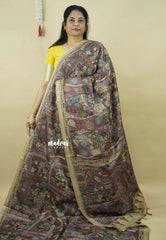 Onion Pink - Roopa  - Premium Tussar Silk with Kalamkari Depiction