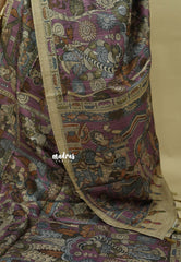 Onion Pink - Roopa  - Premium Tussar Silk with Kalamkari Depiction