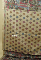 Muted Red - Roopa  - Premium Tussar Silk with Kalamkari Depiction