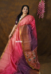 Classic Ombre pop color - Roopa - Premium Chappa Tussar Silk Saree with Gradient Pattern - Perfect for Festive Wear