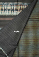 Mauve Olive Green - Roopa - Premium Chappa semi Tussar Silk with Checks Weaving -  Perfect for Office Wear