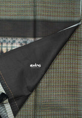 Muted Greenish Grey - Roopa - Premium Chappa semi Tussar Silk with Checks Weaving -  Perfect for Office Wear