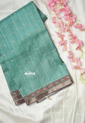 Seafoam Green - Rukmani - Premium Tussar Silk with Zari Buttas Rich pallu and blouse - Perfect for tea party