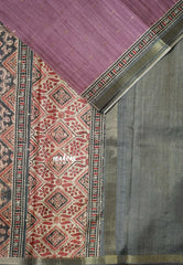 Onion Pink - Rukmani - Premium Tussar Silk with Zari Buttas Rich pallu and blouse - Perfect for tea party