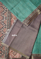 Seafoam Green - Rukmani - Premium Tussar Silk with Zari Buttas Rich pallu and blouse - Perfect for tea party