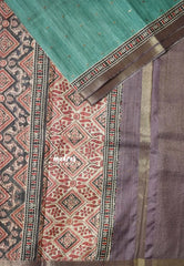Seafoam Green - Rukmani - Premium Tussar Silk with Zari Buttas Rich pallu and blouse - Perfect for tea party
