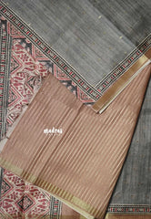 Moon Grey - Rukmani - Premium Tussar Silk with Zari Buttas Rich pallu and blouse - Perfect for tea party