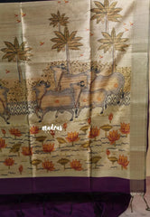 Rich Purple - Roopa  - Semi tussar with pichwai pallu and blouse
