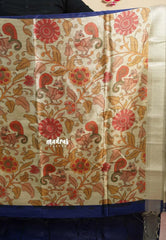 Midnight Blue - Roopa  - Semi tussar with kalamkari pallu and blouse