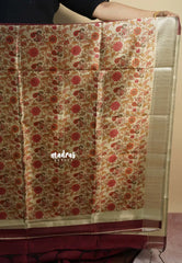 Majestic Maroon - Roopa  - Semi tussar with kalamkari pallu and blouse