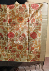Dark Chocolate Brown - Roopa  - Semi tussar with kalamkari pallu and blouse