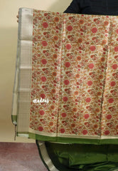 Olive Green - Roopa  - Semi tussar with kalamkari pallu and blouse