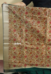 Emerald Green - Roopa  - Semi tussar with kalamkari pallu and blouse