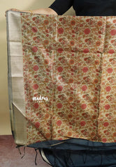 Bluish Grey - Roopa  - Semi tussar with kalamkari pallu and blouse