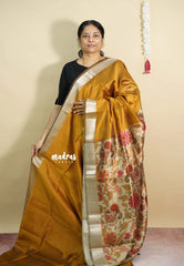 Yellowish brown - Roopa  - Semi tussar with kalamkari pallu and blouse