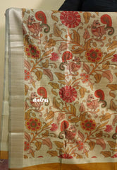 Yellowish brown - Roopa  - Semi tussar with kalamkari pallu and blouse