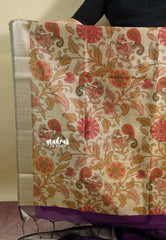 Rich Purple - Roopa  - Semi tussar with kalamkari pallu and blouse