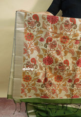 Olive Green - Roopa  - Semi tussar with kalamkari pallu and blouse