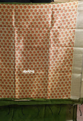 Olive Green - Roopa  - Semi tussar with pichwai pallu and blouse