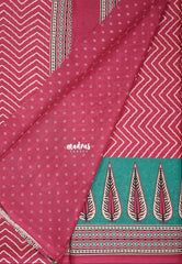 Cranberry Pink with Big Border - Fine Quality Pure Cotton Saree with Bagru Prints - Perfect for Regular Wear | Casual Wear | Summer Wear