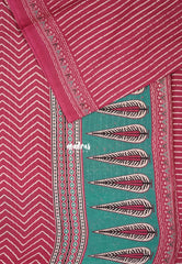 Cranberry Pink with Big Leaf - Fine Quality Pure Cotton Saree with Bagru Prints - Perfect for Regular Wear | Casual Wear | Summer Wear
