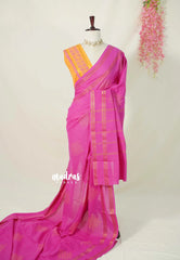 Rose Pink - Subbulakshmi - Sungudi 100 Count Kolam prints with Rettapetta Rudraksham Border with Blouse Combo - Best for Casual Wear | Summer Wear | School | College | Office wear