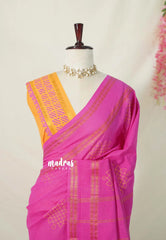 Rose Pink - Subbulakshmi - Sungudi 100 Count Kolam prints with Rettapetta Rudraksham Border with Blouse Combo - Best for Casual Wear | Summer Wear | School | College | Office wear