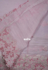 Frost Pink - Roshini - Pure Crushed Tissue Organza Cut Embroidery Pallu with Applique Work - Best for Evening Functions | Diwali Festive