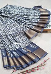Misty Blue-Grey - Rudra - Traditional Munga silk with checks weaving