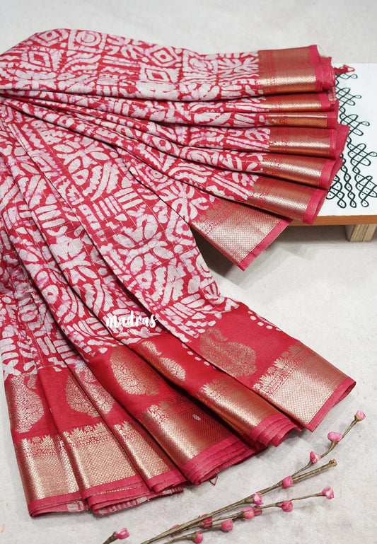 Spicy Red Charm - Rudra - Traditional Munga silk with checks weaving