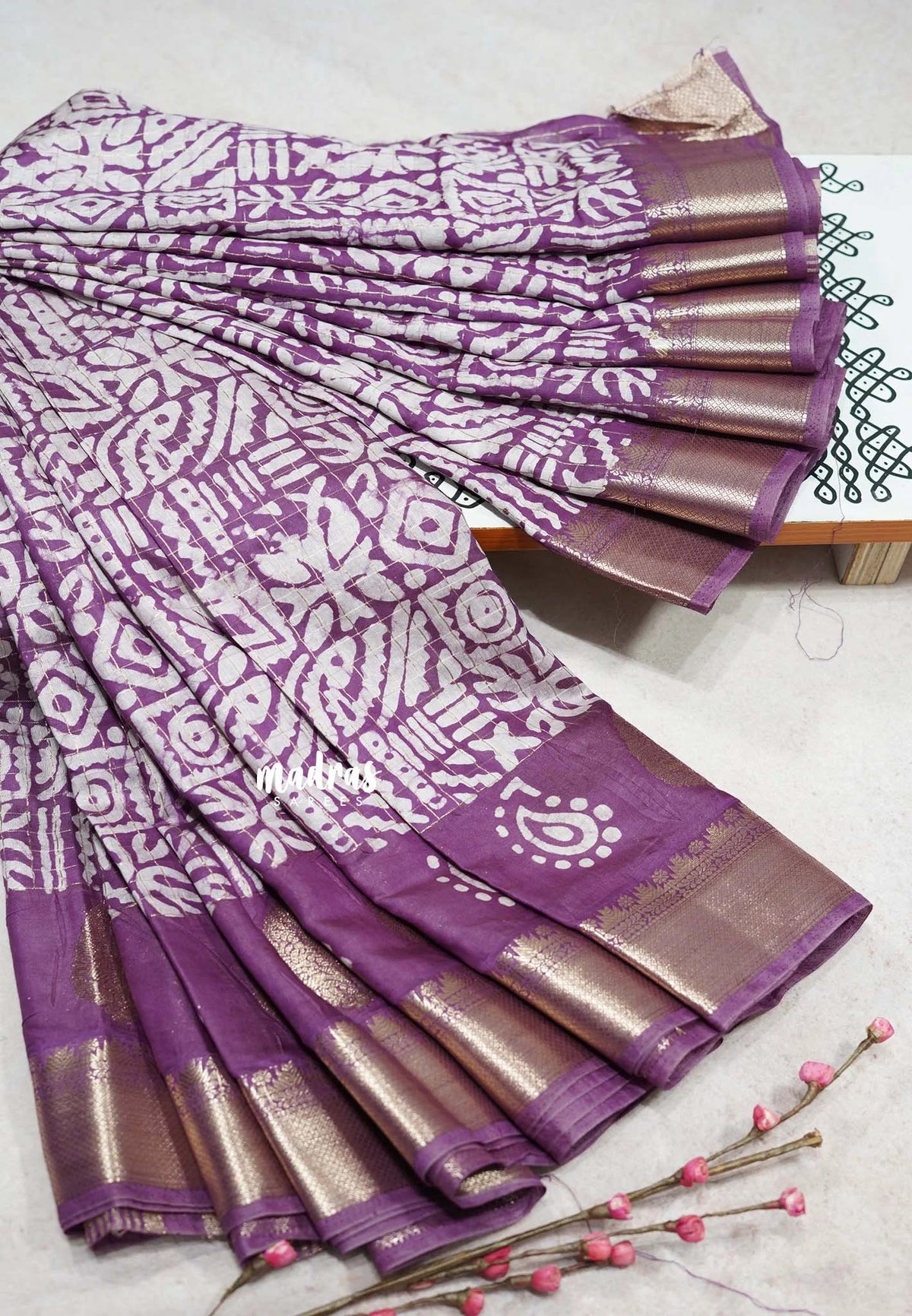 Sparkling Magenta Pearl - Rudra - Traditional Munga silk with checks weaving