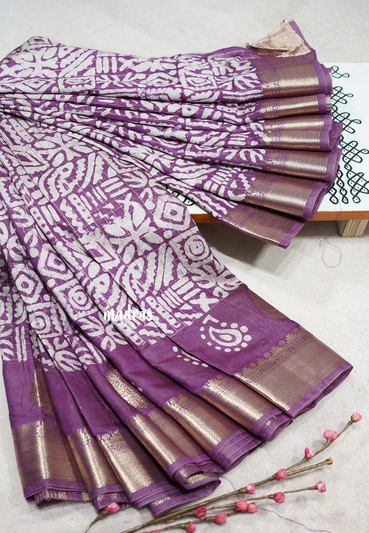 Sparkling Magenta Pearl - Rudra - Traditional Munga silk with checks weaving