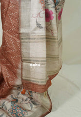 Peach Brown - Rukmani - Premium Tussar Silk with Peacock Border - Perfect for Meetings | Reception | Tea Party