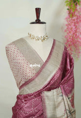 Rosewood Pink - Rukmani - Premium Tussar Silk with Peacock Border - Perfect for Meetings | Reception | Tea Party