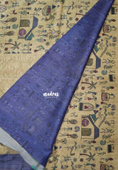 Muted Sandal - Rukmani - Premium Tussar Silk with Embroidery Border and Warli Prints  - Best for Evening Functions | Casual Occasions