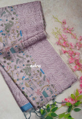 Mauve Onion Pink - Rukmani - Premium Tussar Silk with Embroidery Border and Warli Prints  - Best for Evening Functions | Casual Occasions